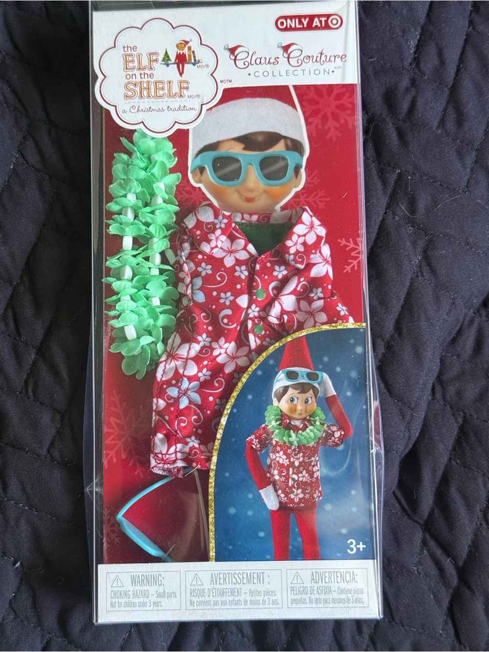 ⁠NIB Elf on the Shelf Claus Couture Hawaiian Aloha Shirt, Lei & Sunglasses⁠